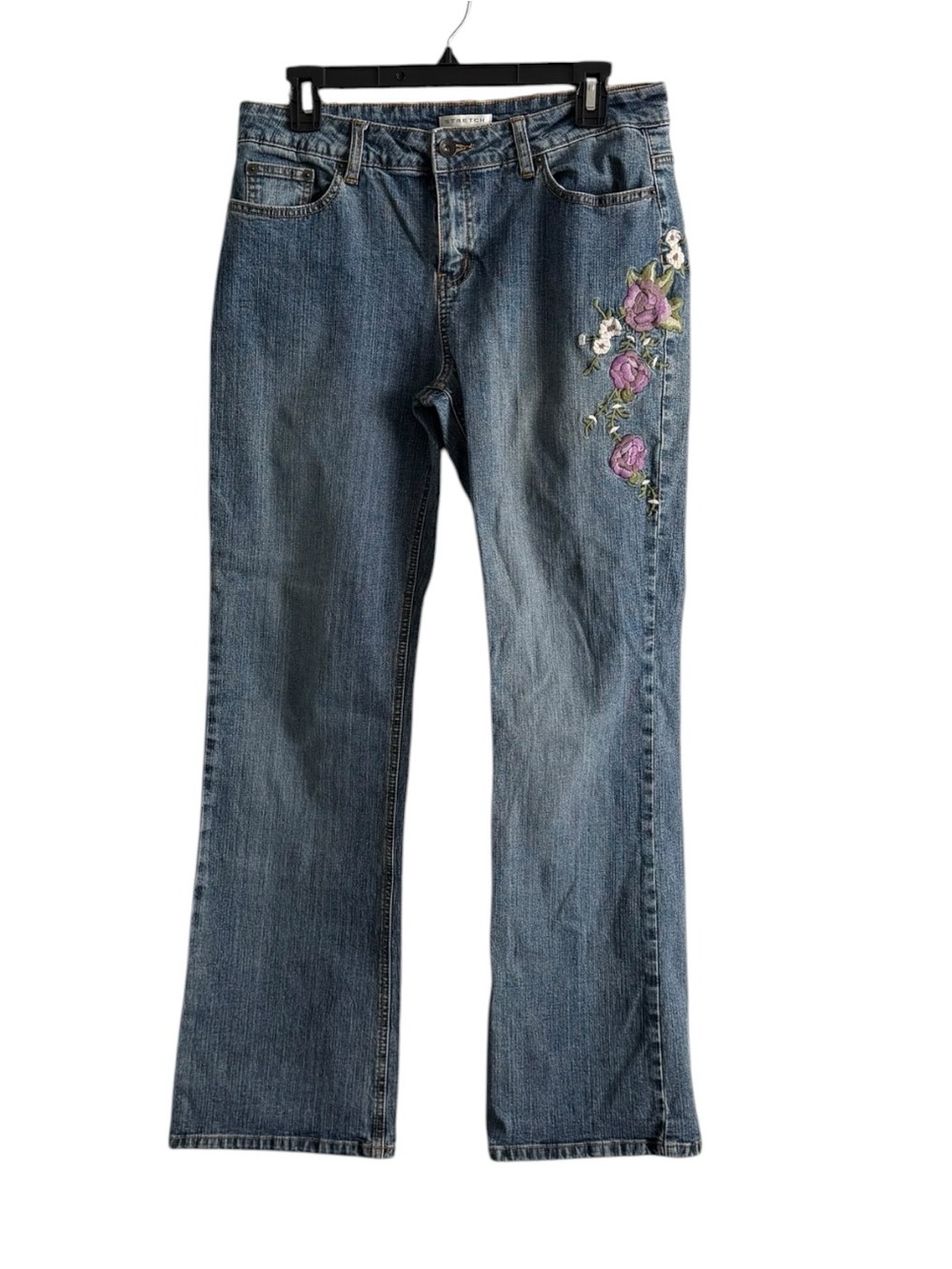 Vintage Axcess Liz Claiborne Floral Embroidered Bootcut Jeans Medium Wash